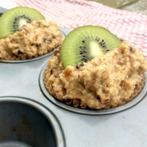 Kiwi fruit muffin recipe with dark chocolate cacao nibs and orange zest (gluten free and vegan)