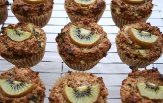 Kiwi fruit muffin recipe with cacao nibs orange zest