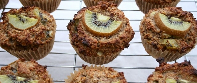 Kiwi fruit muffin recipe with cacao nibs orange zest