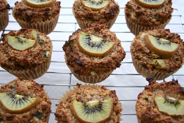 Kiwi fruit muffin recipe with cacao nibs orange zest