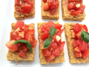 Recipe for gluten free Tomato Bruschetta made with rosemary chili cornbread