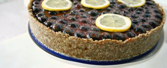 Healthy Lemon Curd Tart Recipe with Blueberries - paleo - vegan