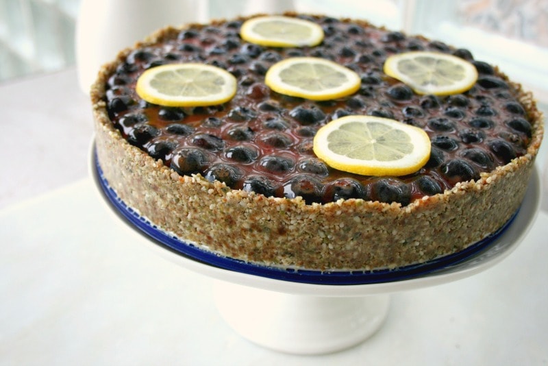 Healthy Lemon Curd Tart Recipe with Blueberries - paleo - vegan