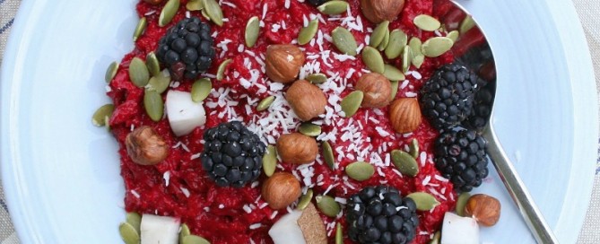 Beet oatmeal for a happy heart