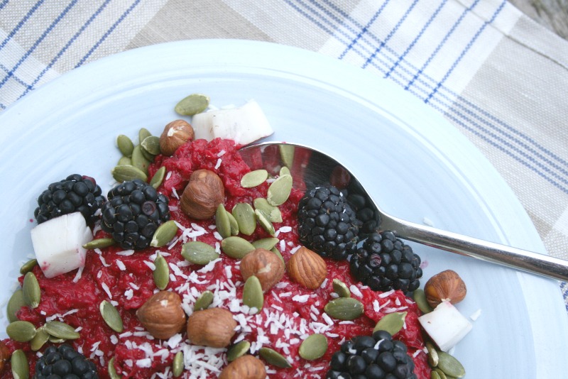 Beet oatmeal for a happy heart