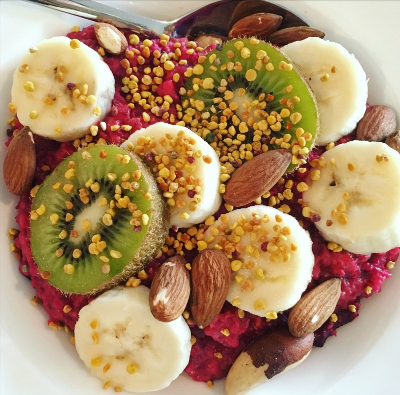 Beet oatmeal for a happy heart